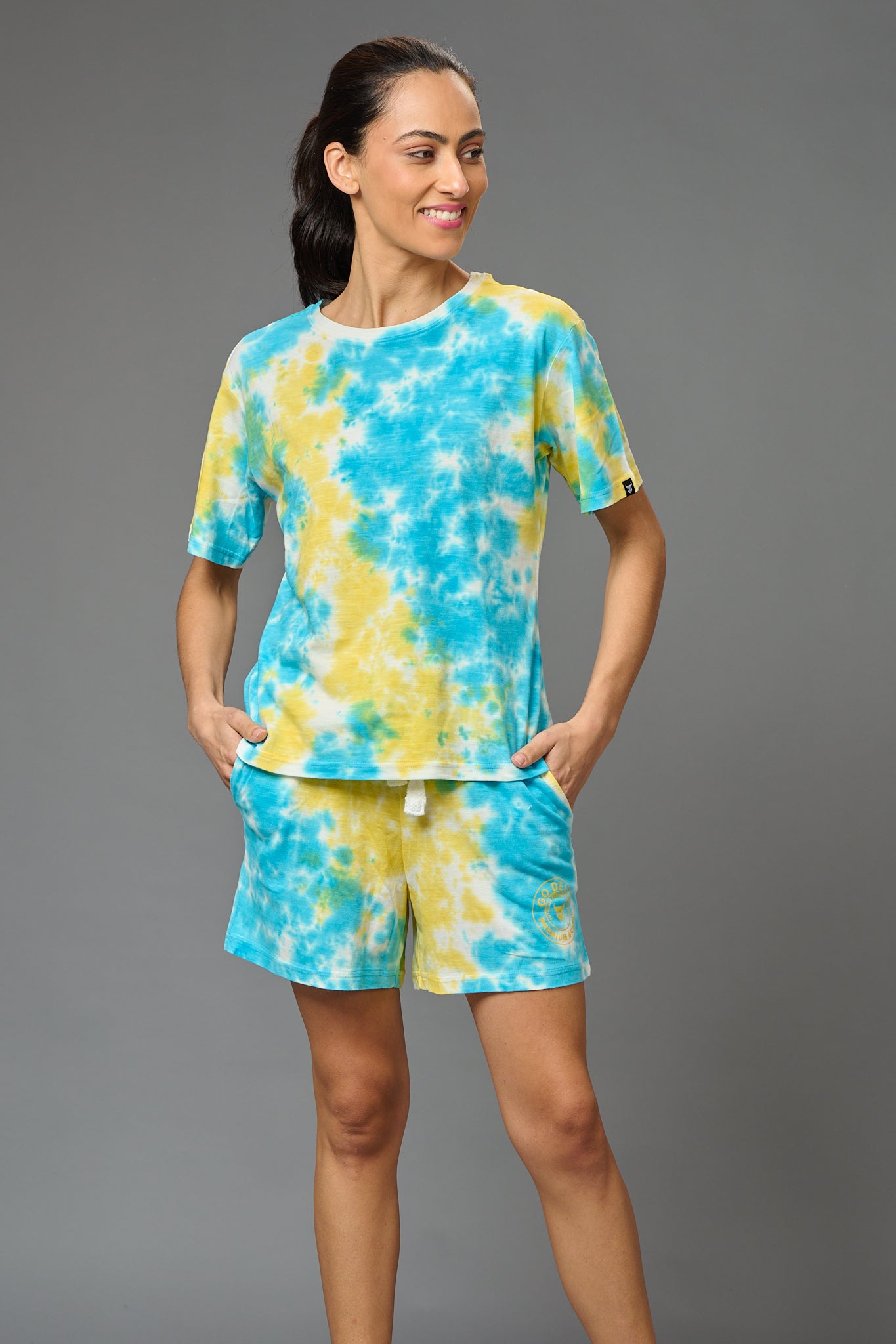 Yellow & Sky Blue Co-ord Set for Women - Go Devil