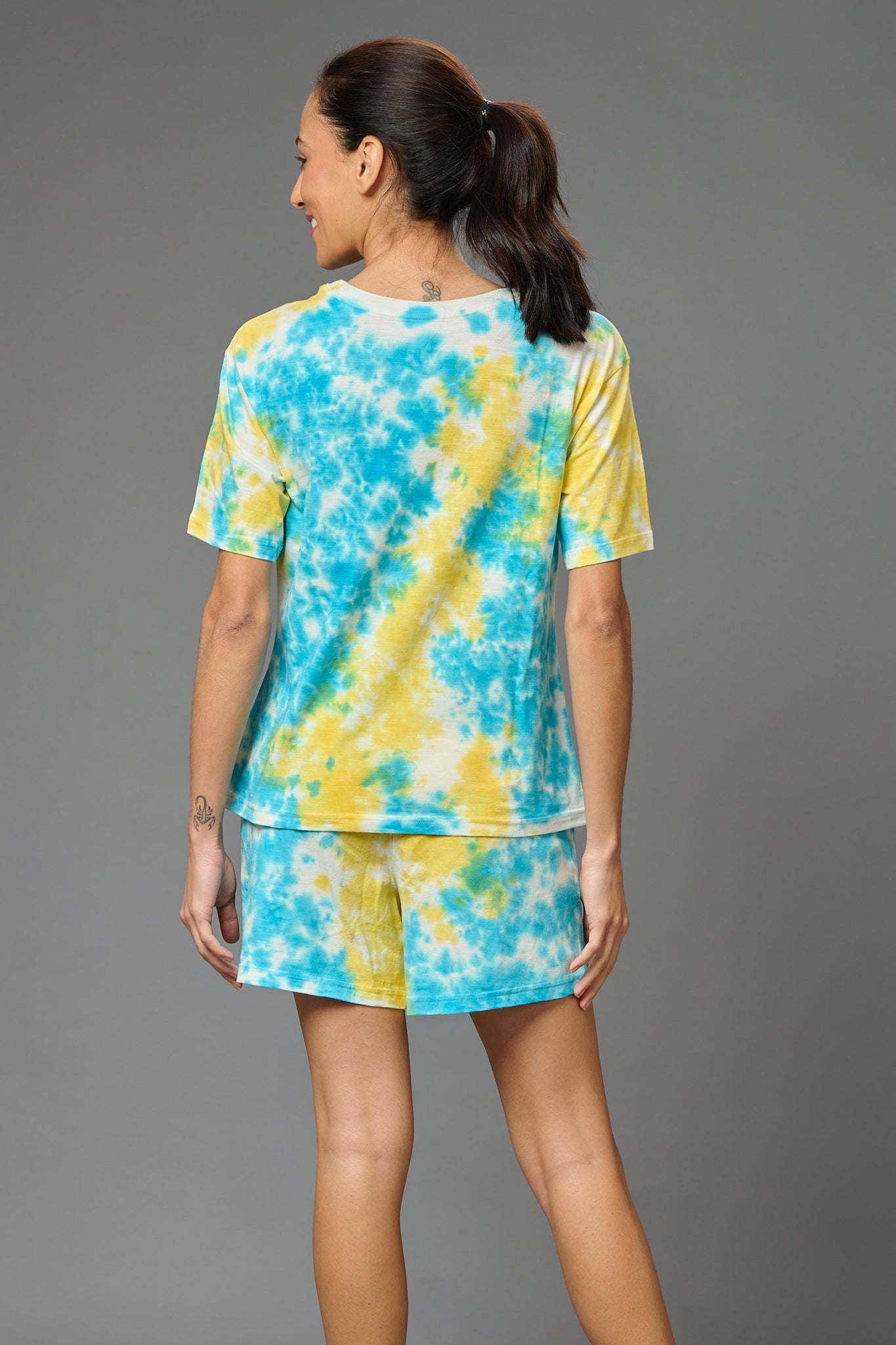 Yellow & Sky Blue Co-ord Set for Women - Go Devil