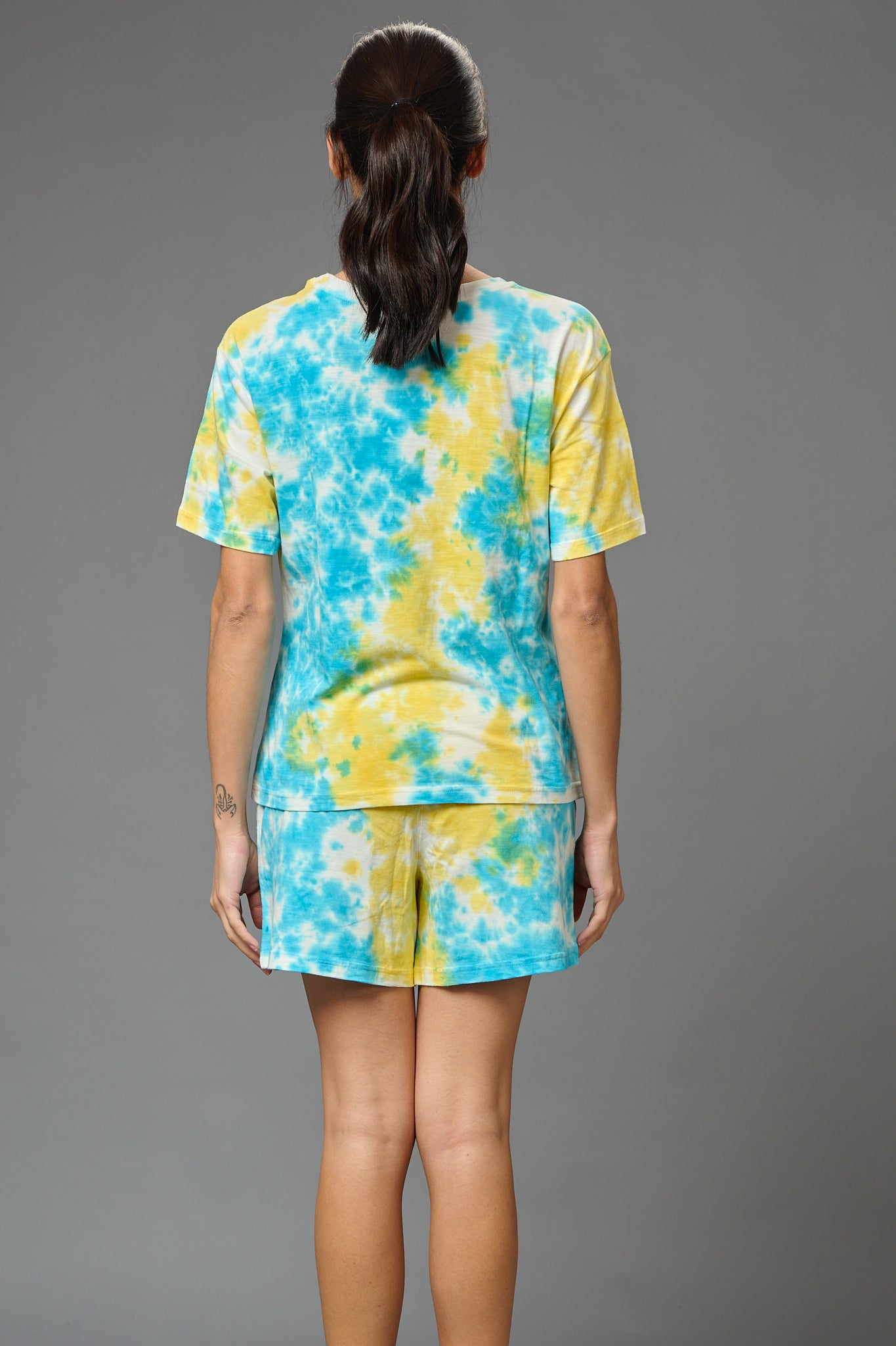 Yellow & Sky Blue Co-ord Set for Women - Go Devil