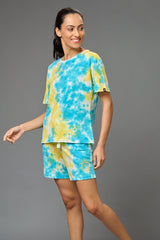 Yellow & Sky Blue Co-ord Set for Women - Go Devil