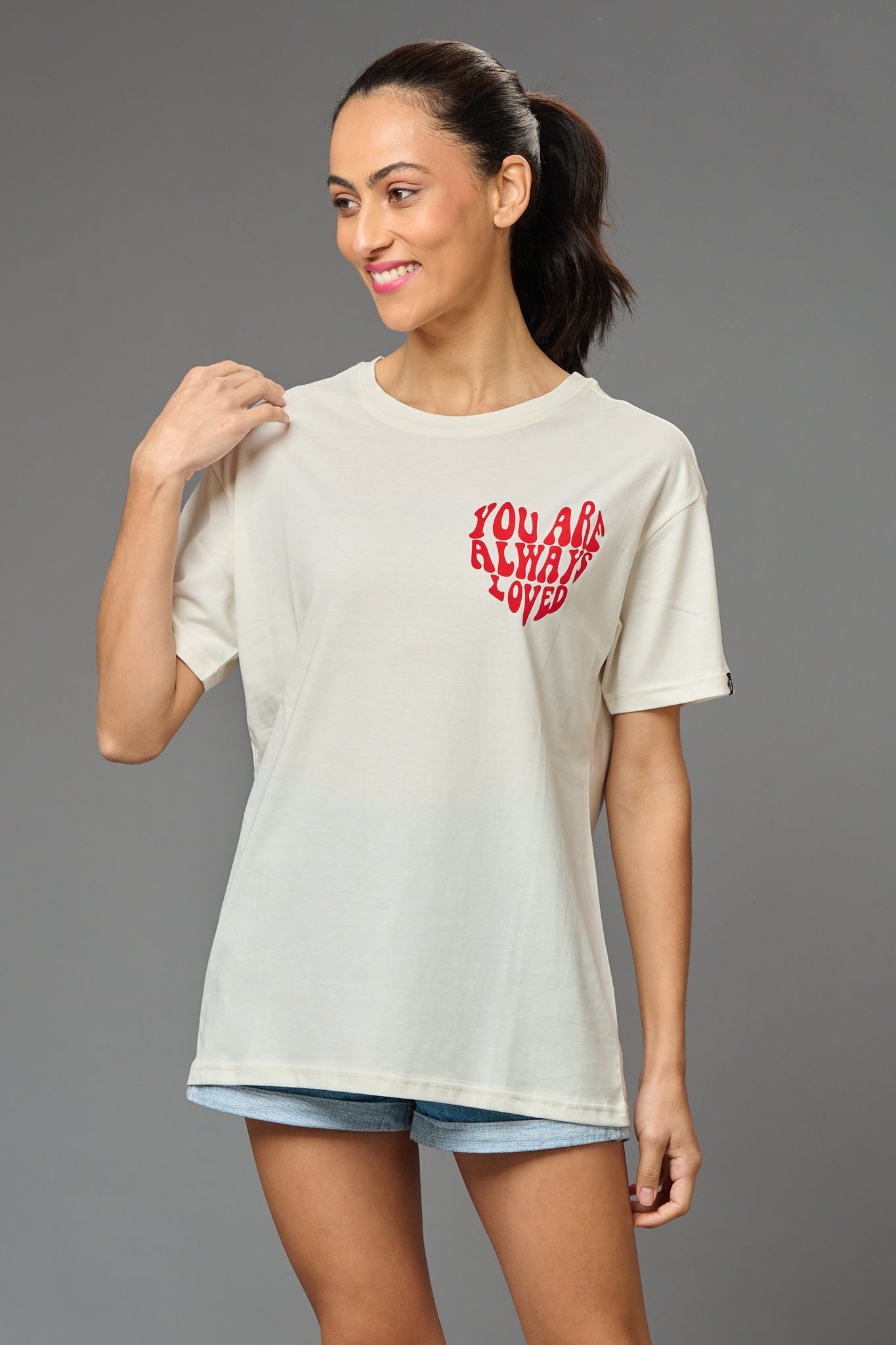 You are Always Loved Printed Oversized T-Shirt for Women - Go Devil