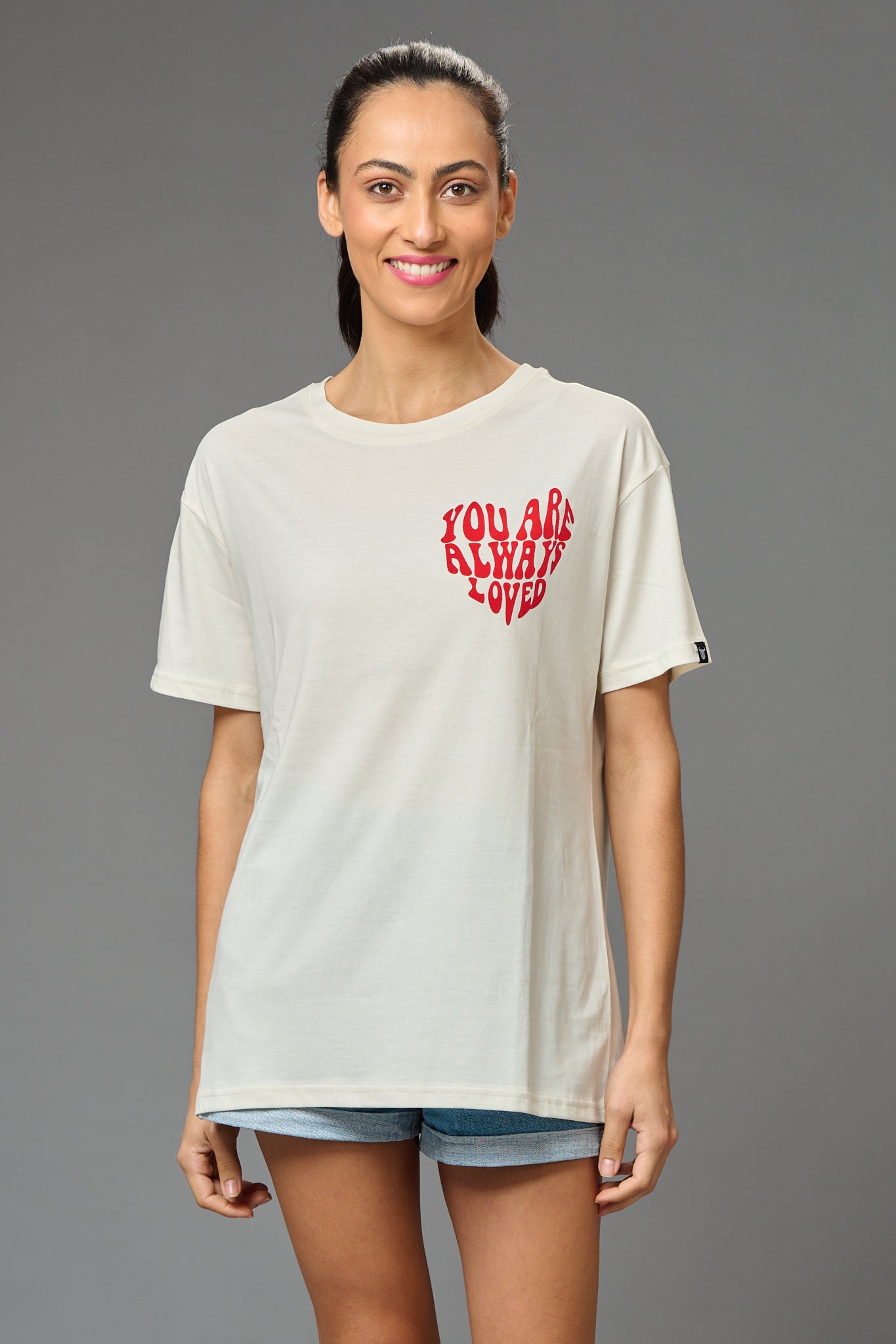 You are Always Loved Printed Oversized T-Shirt for Women - Go Devil
