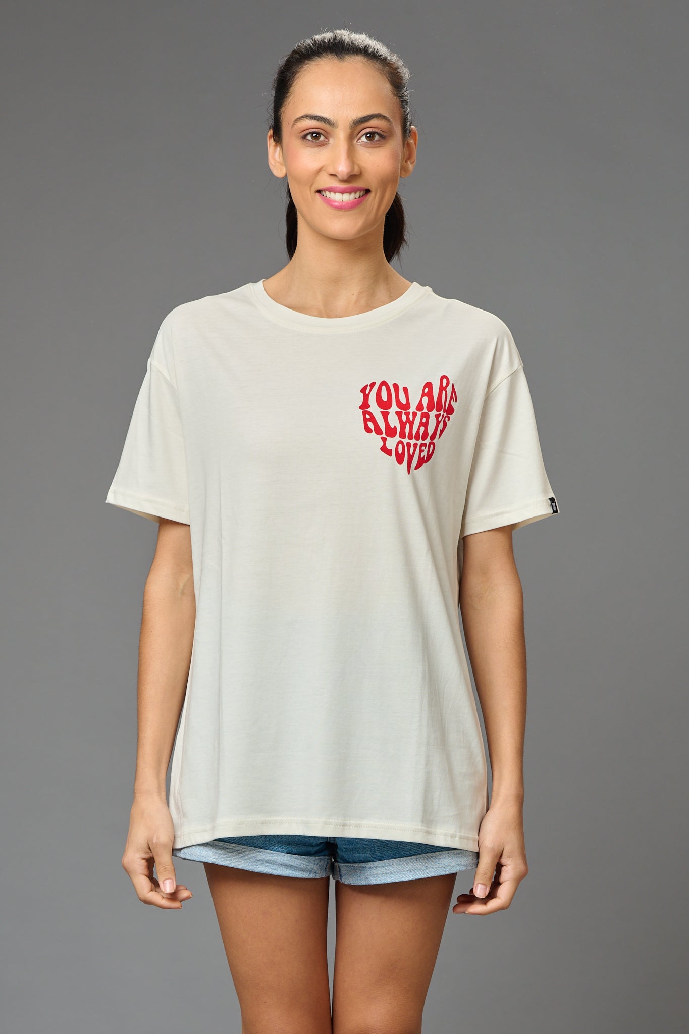 You are Always Loved Printed Oversized T-Shirt for Women - Go Devil