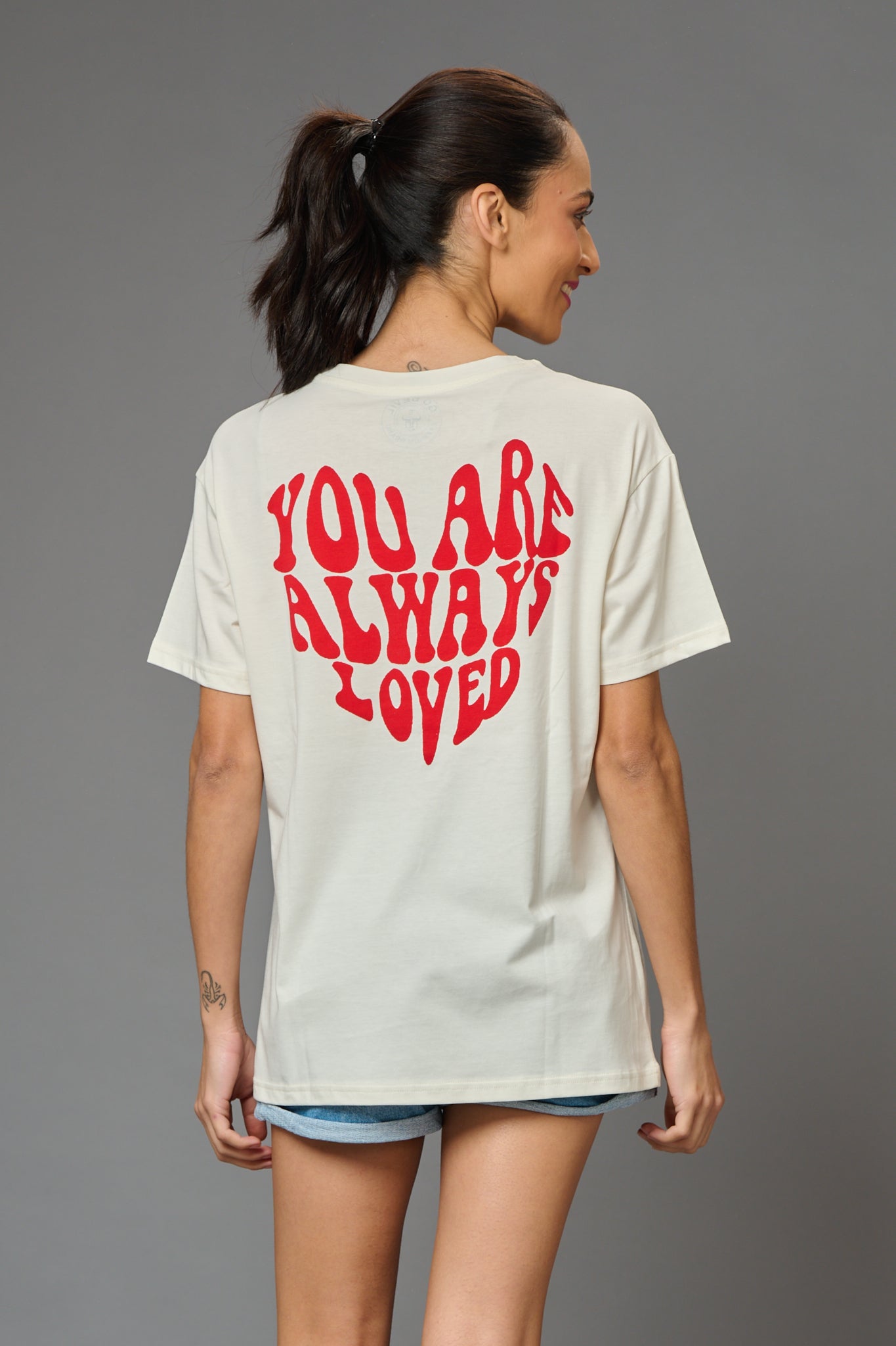 You are Always Loved Printed Oversized T-Shirt for Women - Go Devil